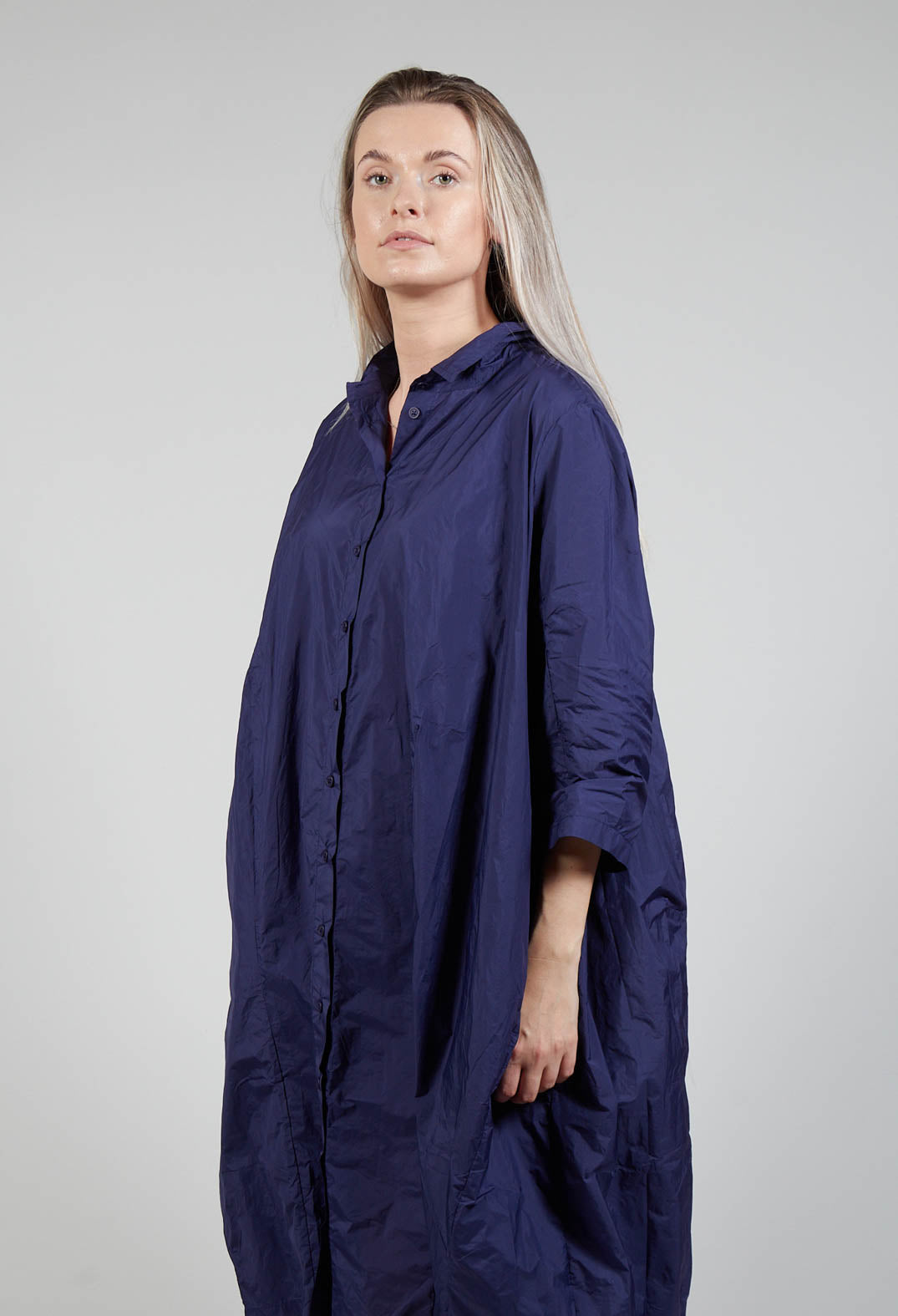 Shirt Dress with Cropped Sleeves in Azur