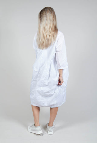 Shirt Dress with Cropped Sleeves in White
