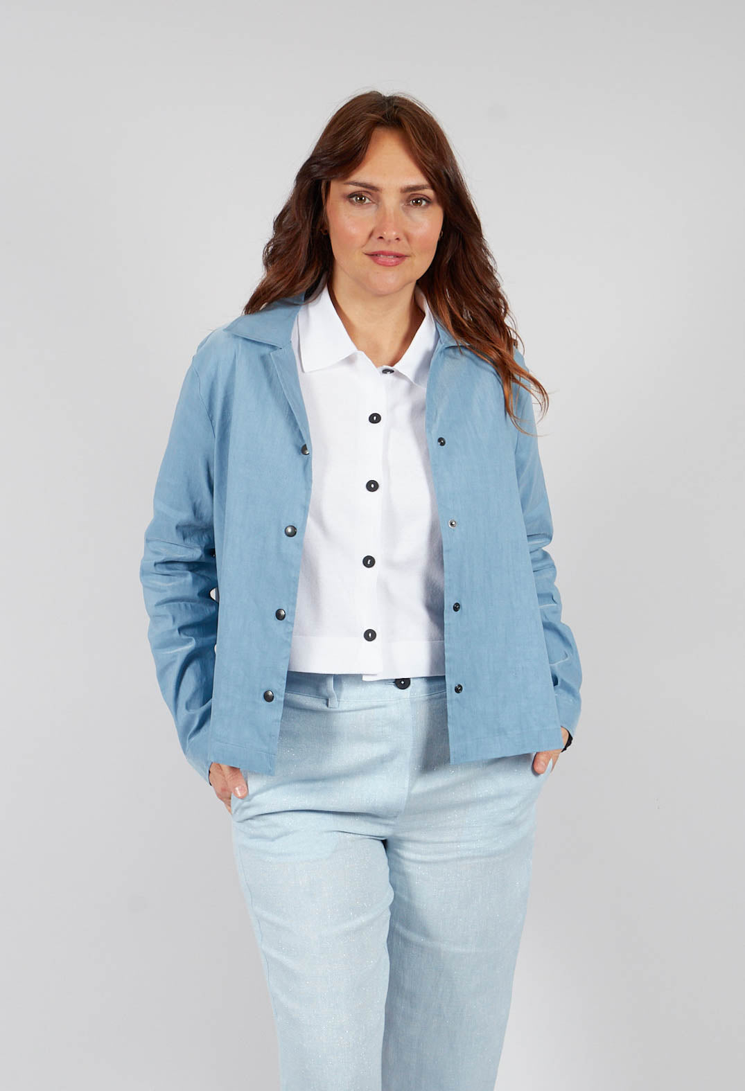Shirt Jacket in Medium Blue