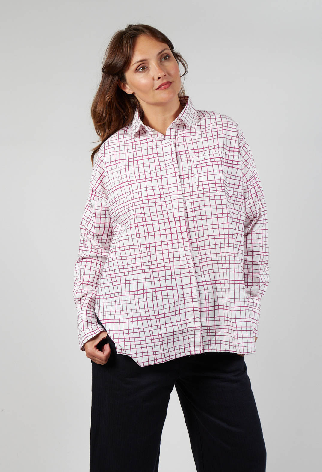 Shirt Print Clarissa in Fucshia Checks