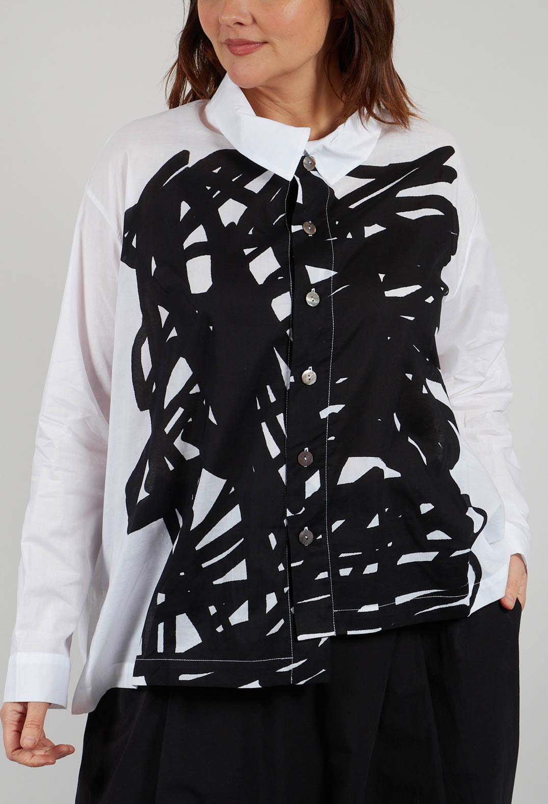 Shirt with Bold Print in White
