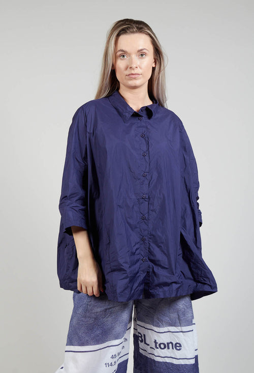 Shirt with Cropped Sleeves in Azur