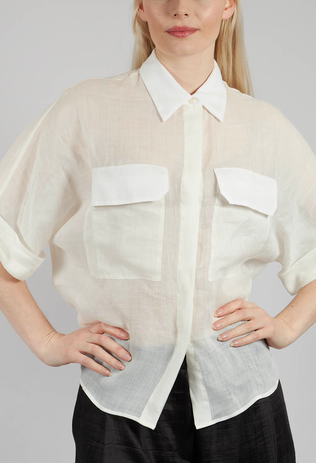 Shirt with Large Pockets in Avorio