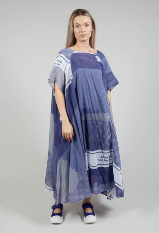 Short Sleeve Cotton Dress in Azur Print