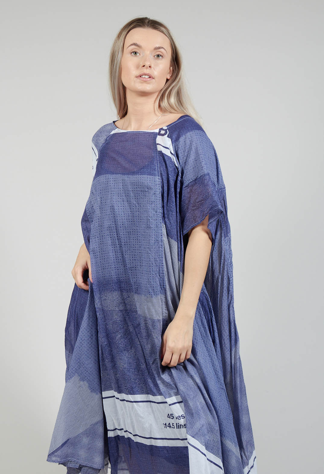Short Sleeve Cotton Dress in Azur Print