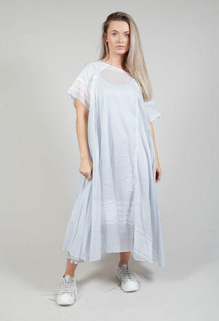 Short Sleeve Cotton Dress in Grey Print