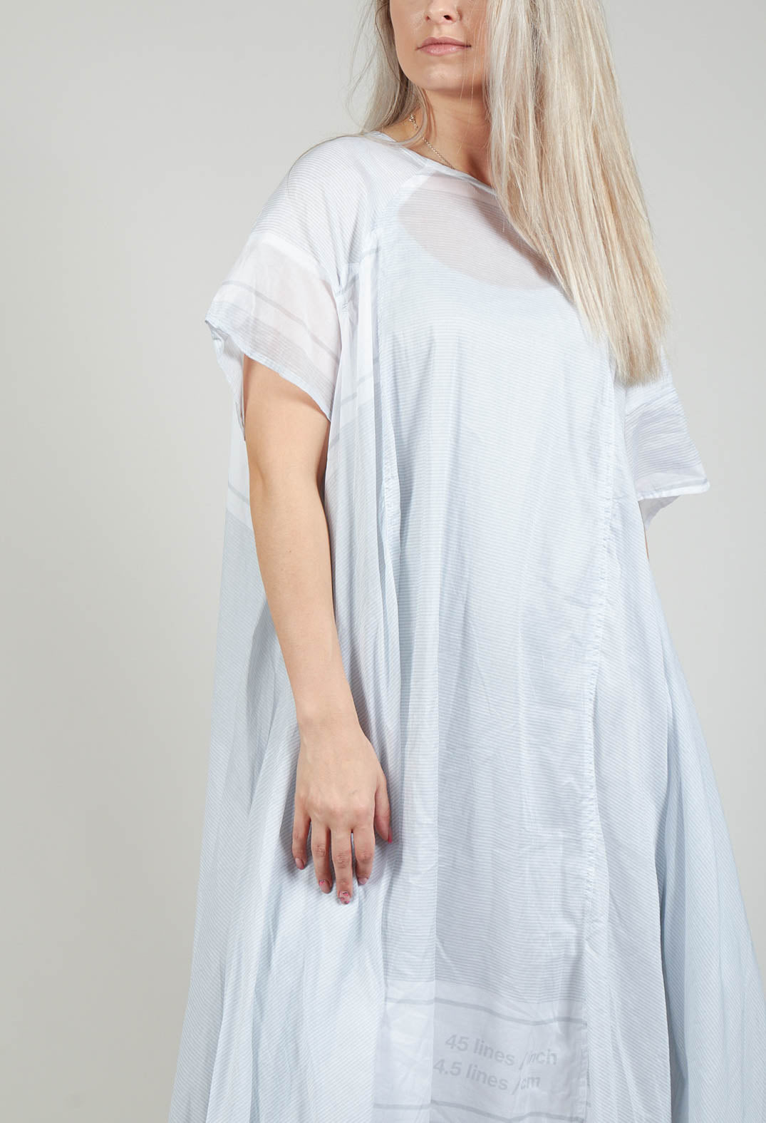Short Sleeve Cotton Dress in Grey Print