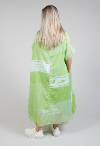Short Sleeve Cotton Dress in Lime Print