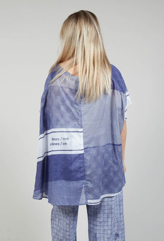 Short Sleeve Cotton Top in Azur Print