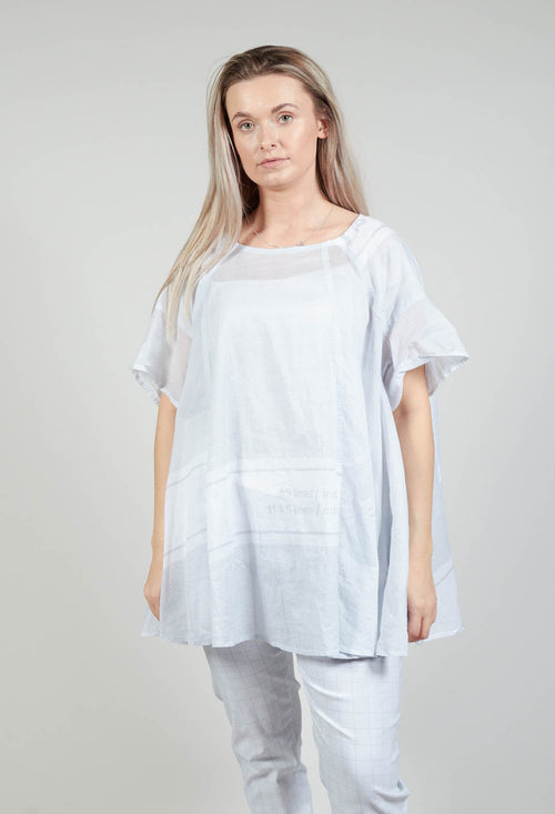 Short Sleeve Cotton Top in Grey Print