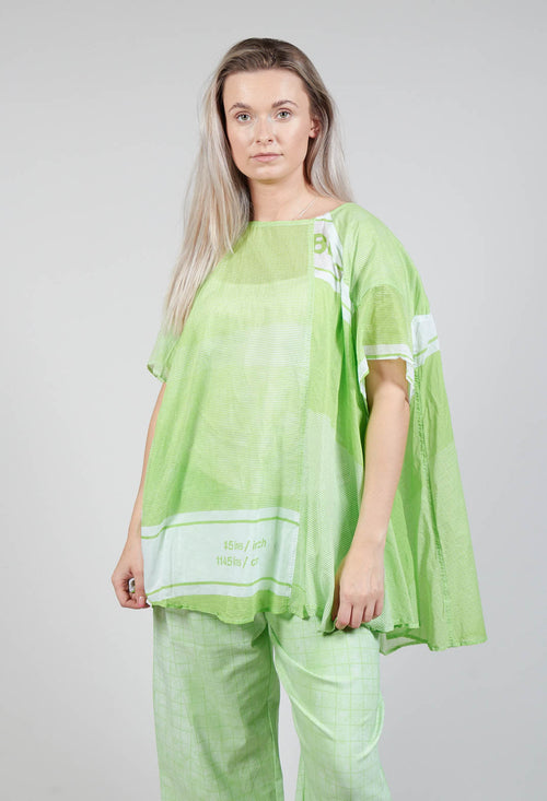 Short Sleeve Cotton Top in Lime Print