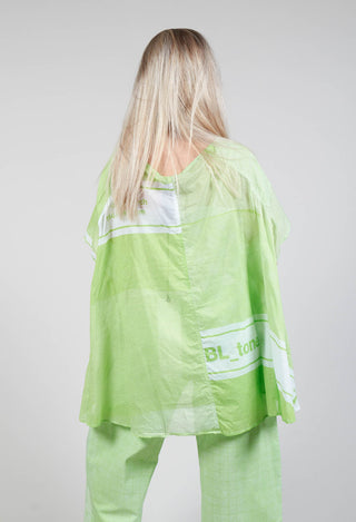 Short Sleeve Cotton Top in Lime Print