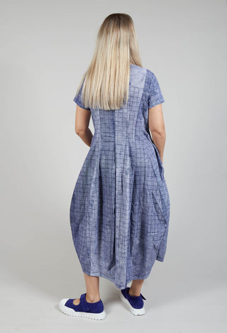 Short Sleeve Dress with Tulip Hem in Placed Azur Print