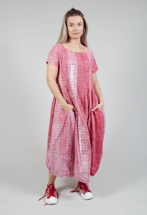 Short Sleeve Dress with Tulip Hem in Placed Chili Print