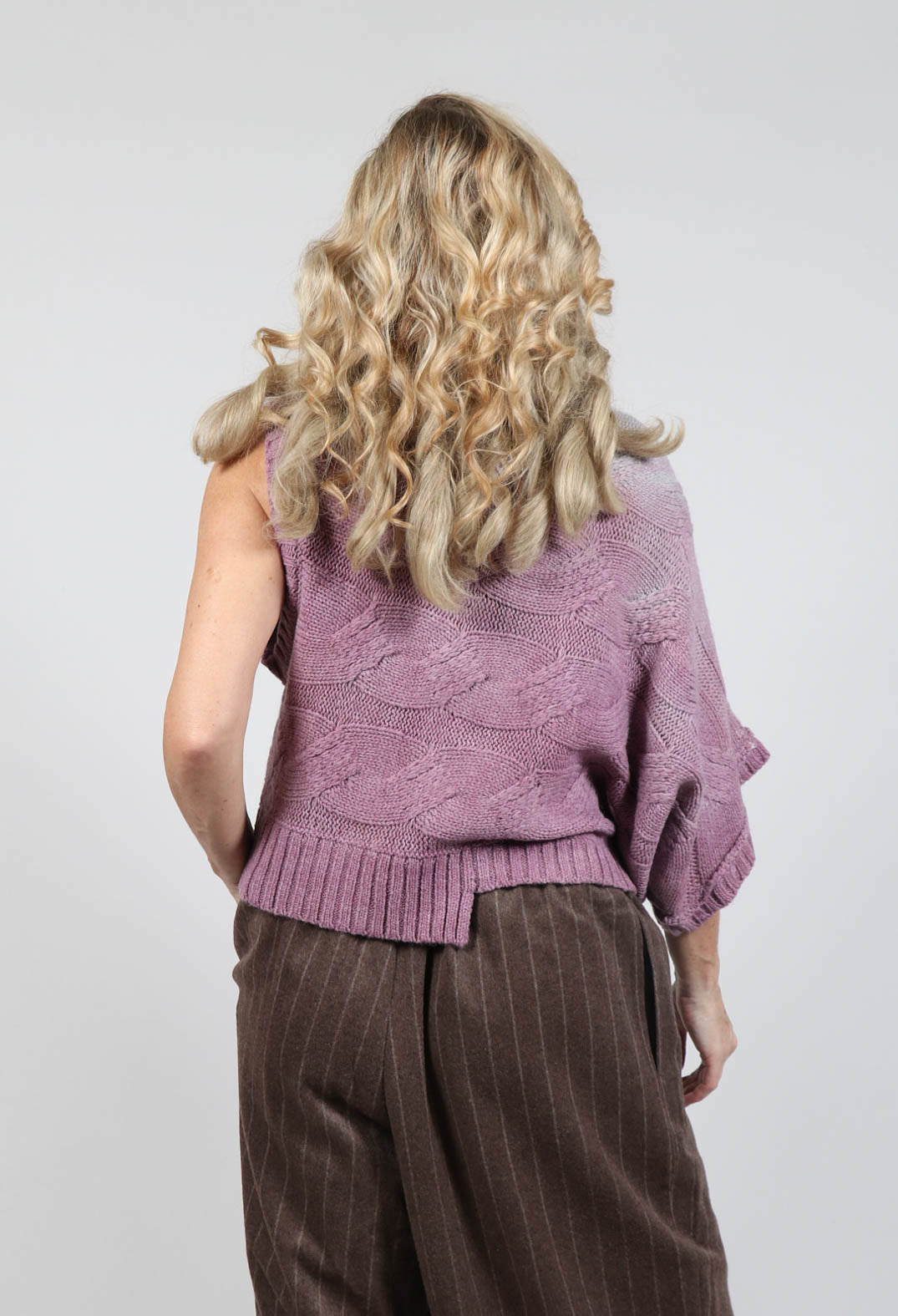 Short Sleeve Knitted Jumper in Pink