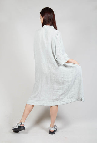 Short Sleeve Linen Shirt Dress in Grey