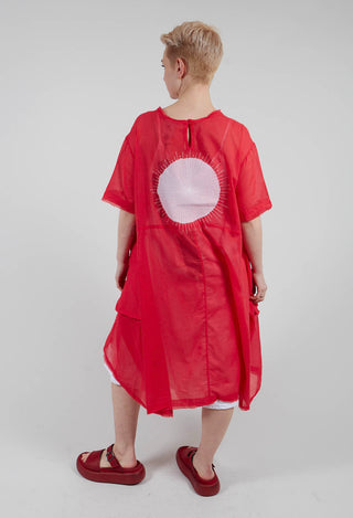 Short Sleeved Applique Dress in Red