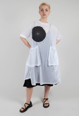 Short Sleeved Applique Dress in White