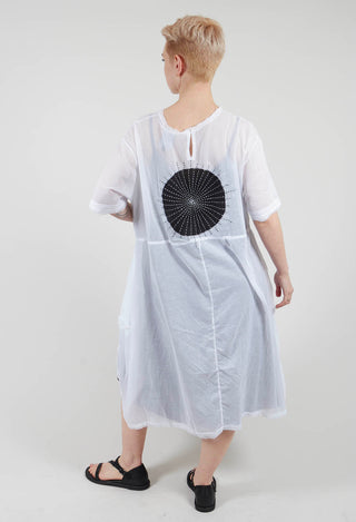 Short Sleeved Applique Dress in White