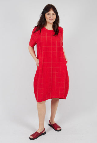 Short Sleeved Linen Dress in Stripes