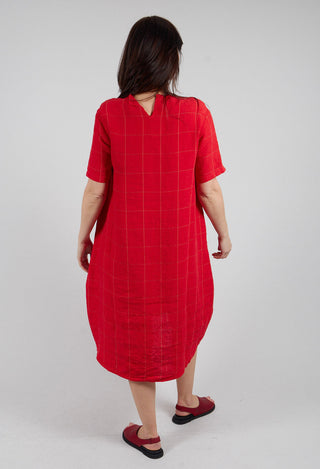 Short Sleeved Linen Dress in Stripes