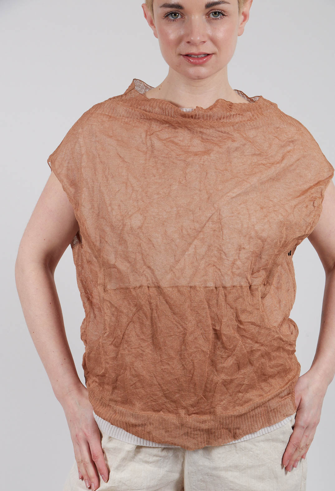 Side Knit Top in Khaki