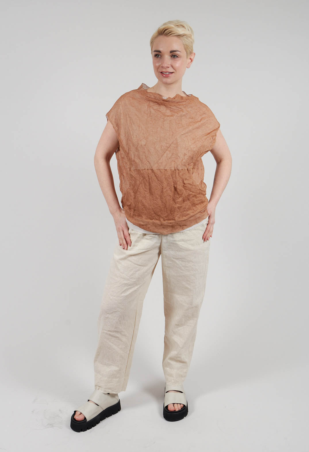 Side Knit Top in Khaki
