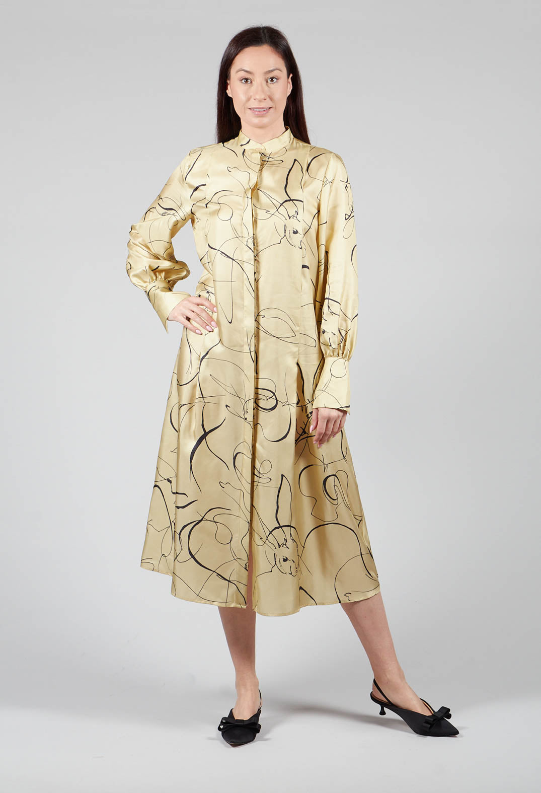 Silk Chemiser Dress in Rabbit Print