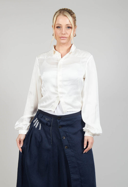 Silk Cropped Shirt in Original White