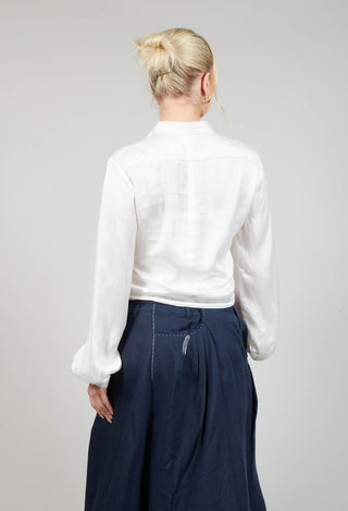 Silk Cropped Shirt in Original White