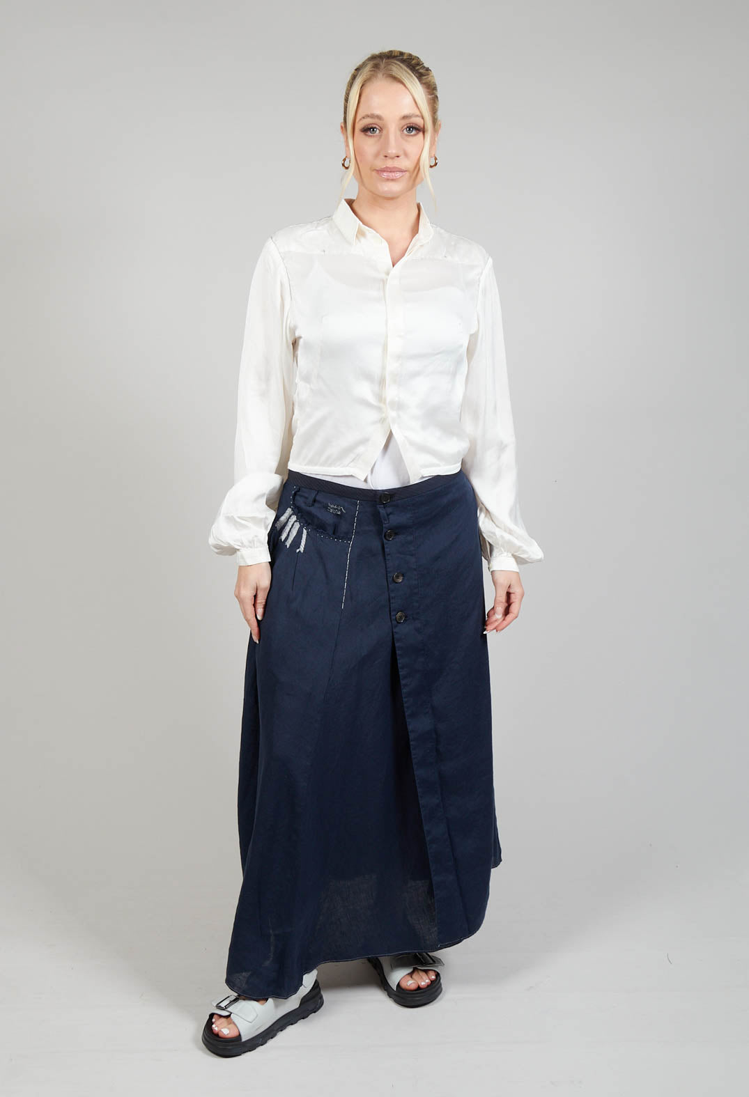 Silk Cropped Shirt in Original White
