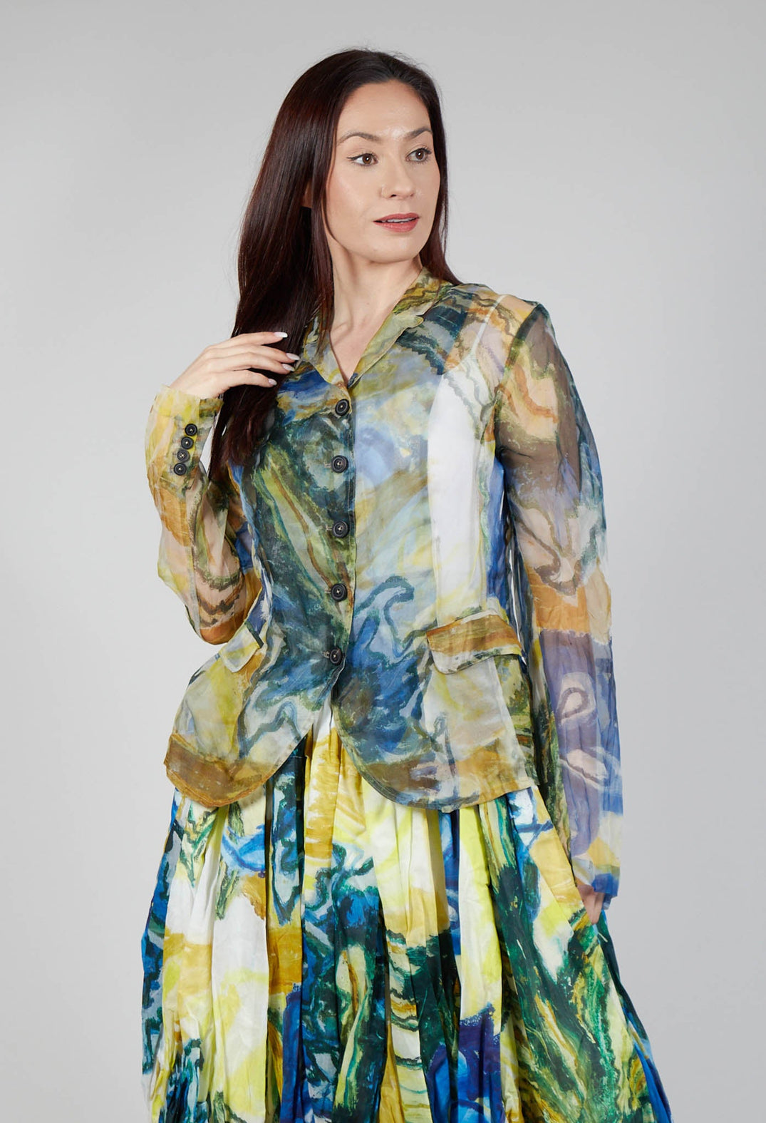Silk Jacket in Lilly Allover