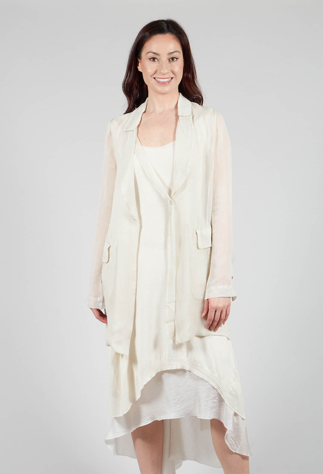 Silk Lightweight Blazer in Chalk