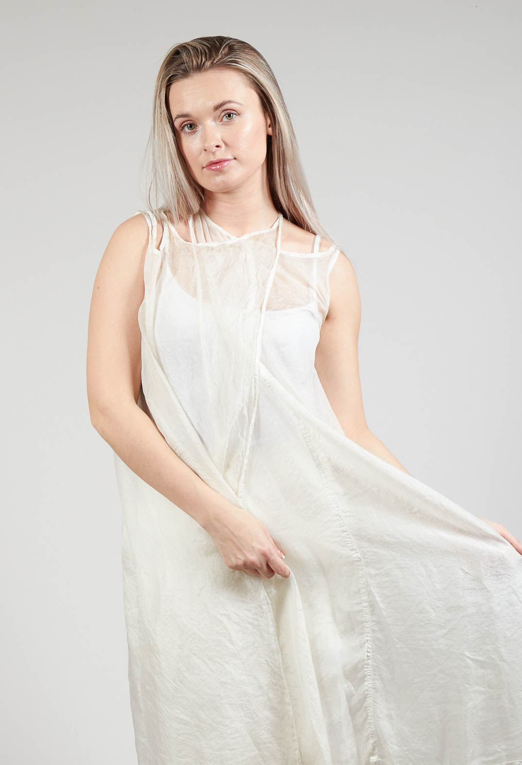Silk Overdress in Straw Cloud