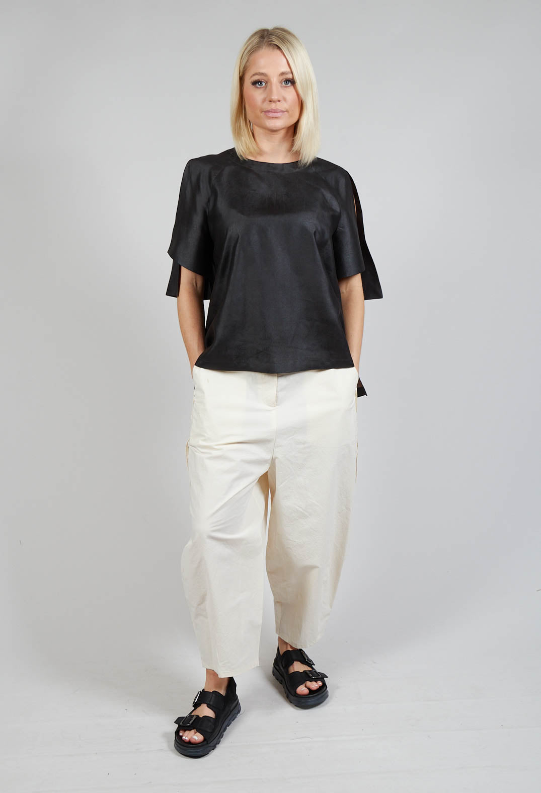 Silk Slit Blouse in Mud Dyeing