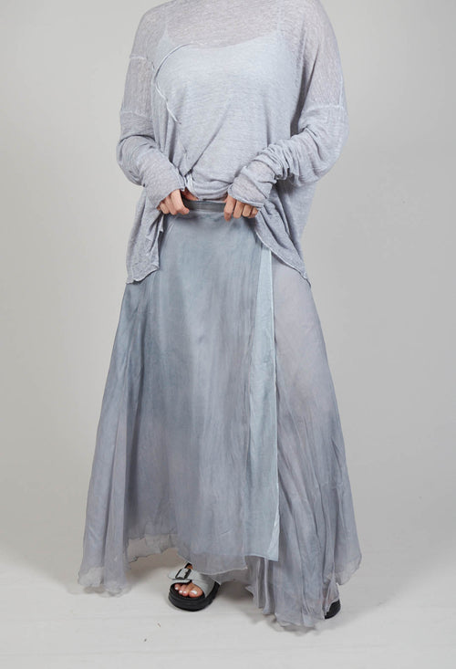 Silk Wrap Skirt in Silver Grey