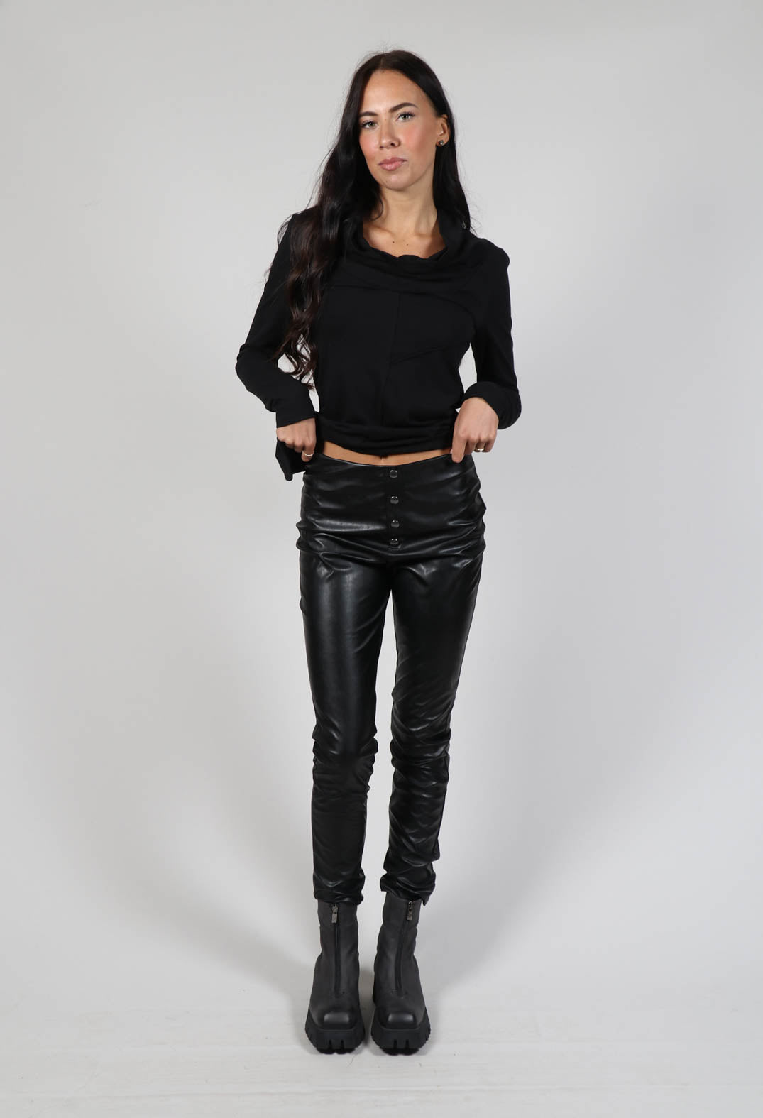 Skinny Eco Leather Trousers in Black