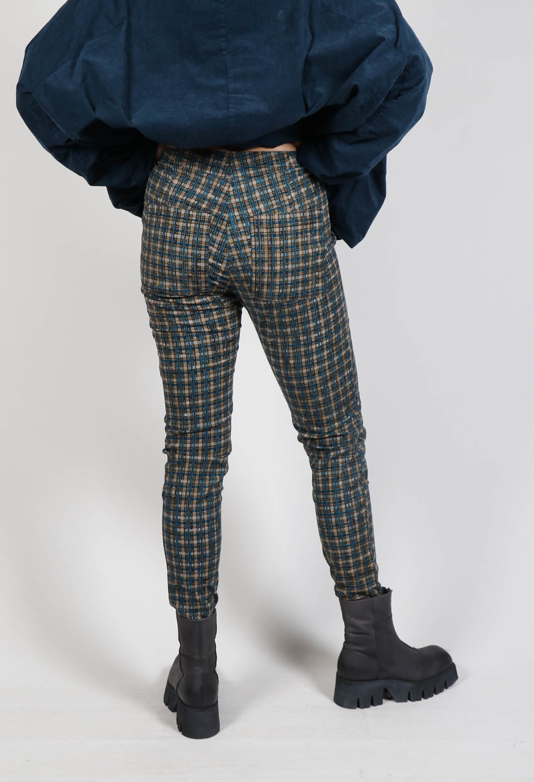 Skinny Leg Trousers in Ink Check