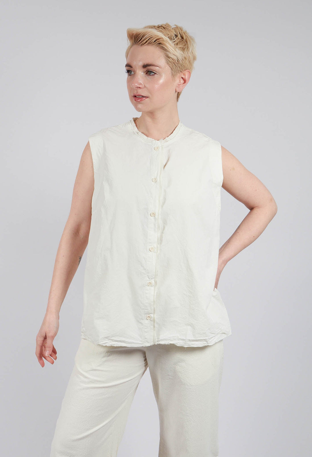 Sleeveless A-Line Top in Chalk
