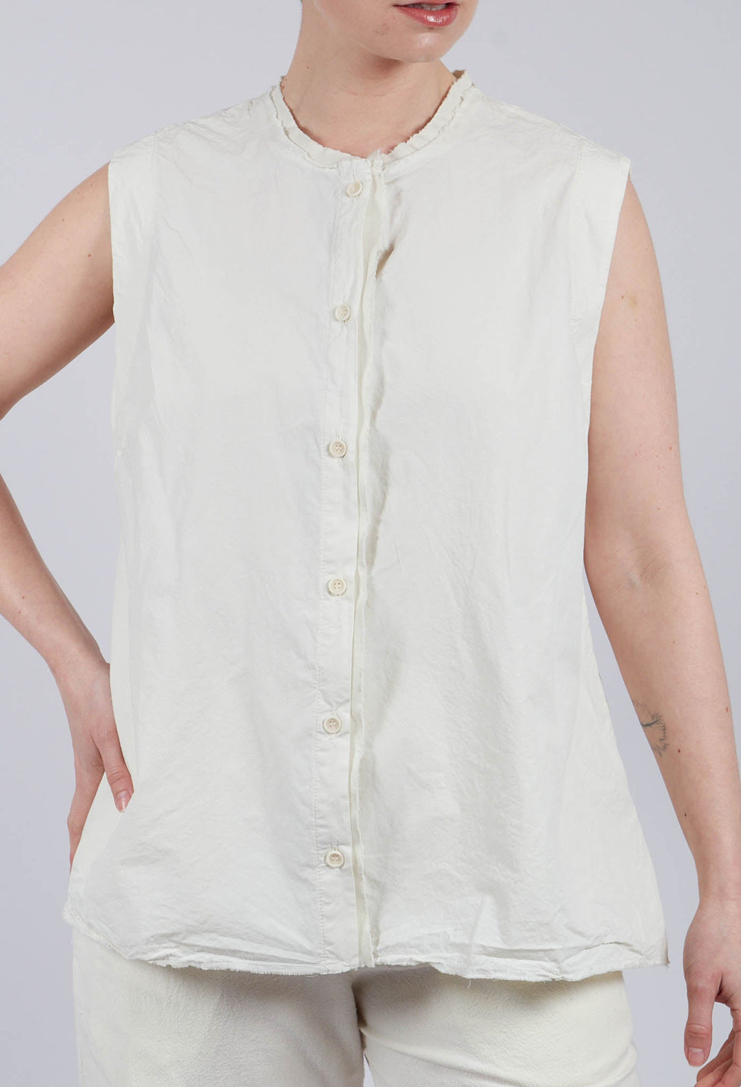 Sleeveless A-Line Top in Chalk