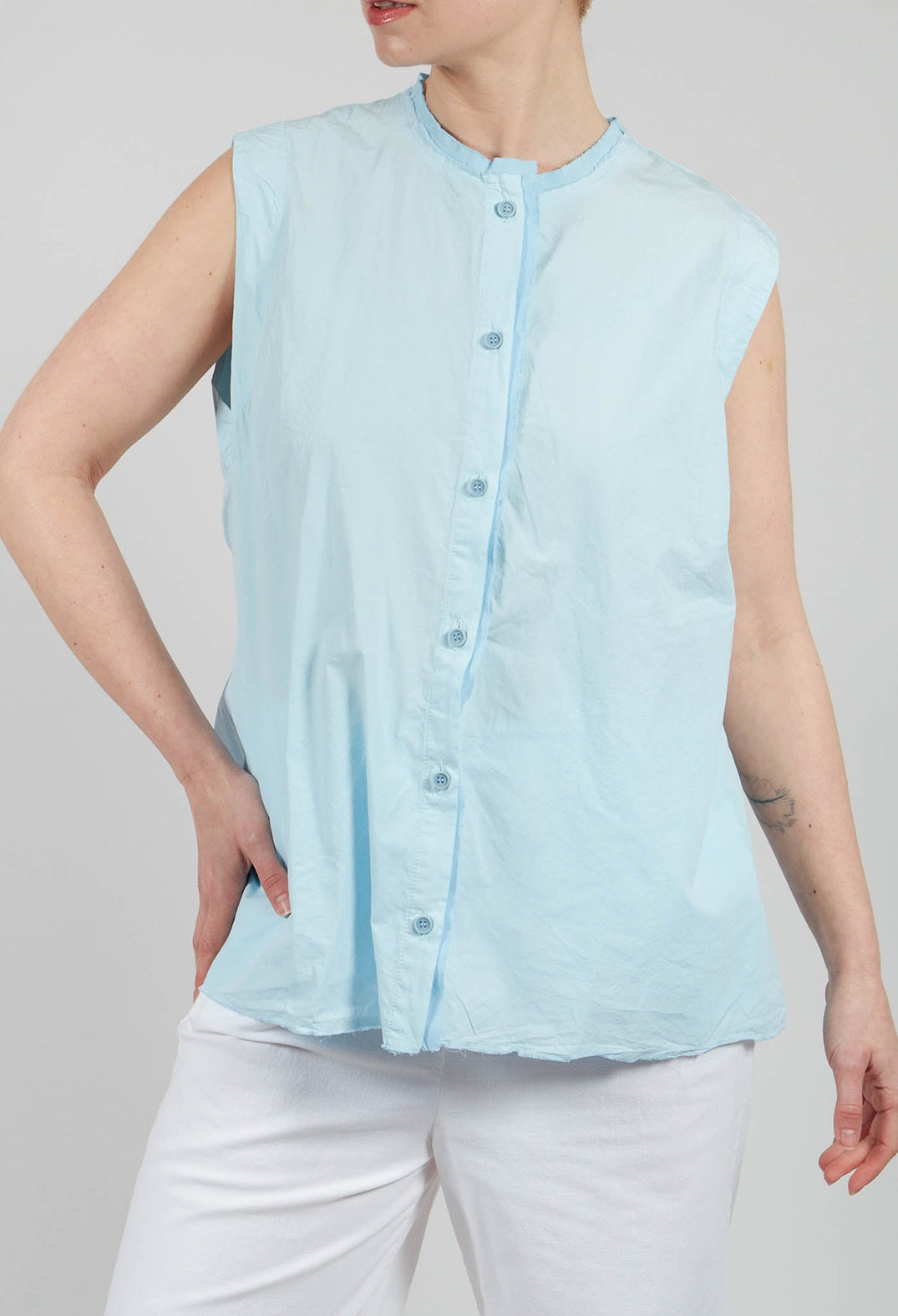 Sleeveless A-Line Top in Cielo