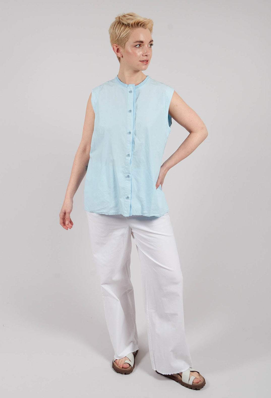 Sleeveless A-Line Top in Cielo