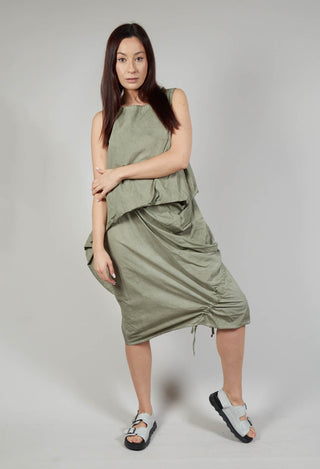 Ruched Dress in Cotone Tinto Freddo Desert