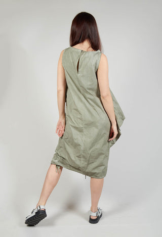 Sleeveless Dress in Tela Paracadute Tinto Freddo Olive