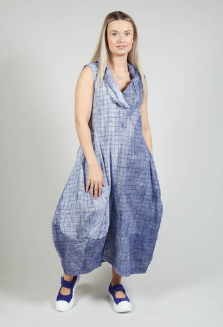 Sleeveless Dress with Feature Neckline in Azur Print