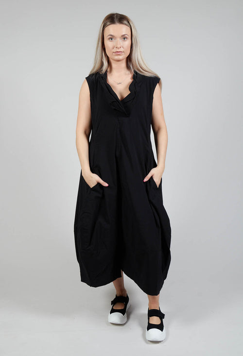Sleeveless Dress with Feature Neckline in Black
