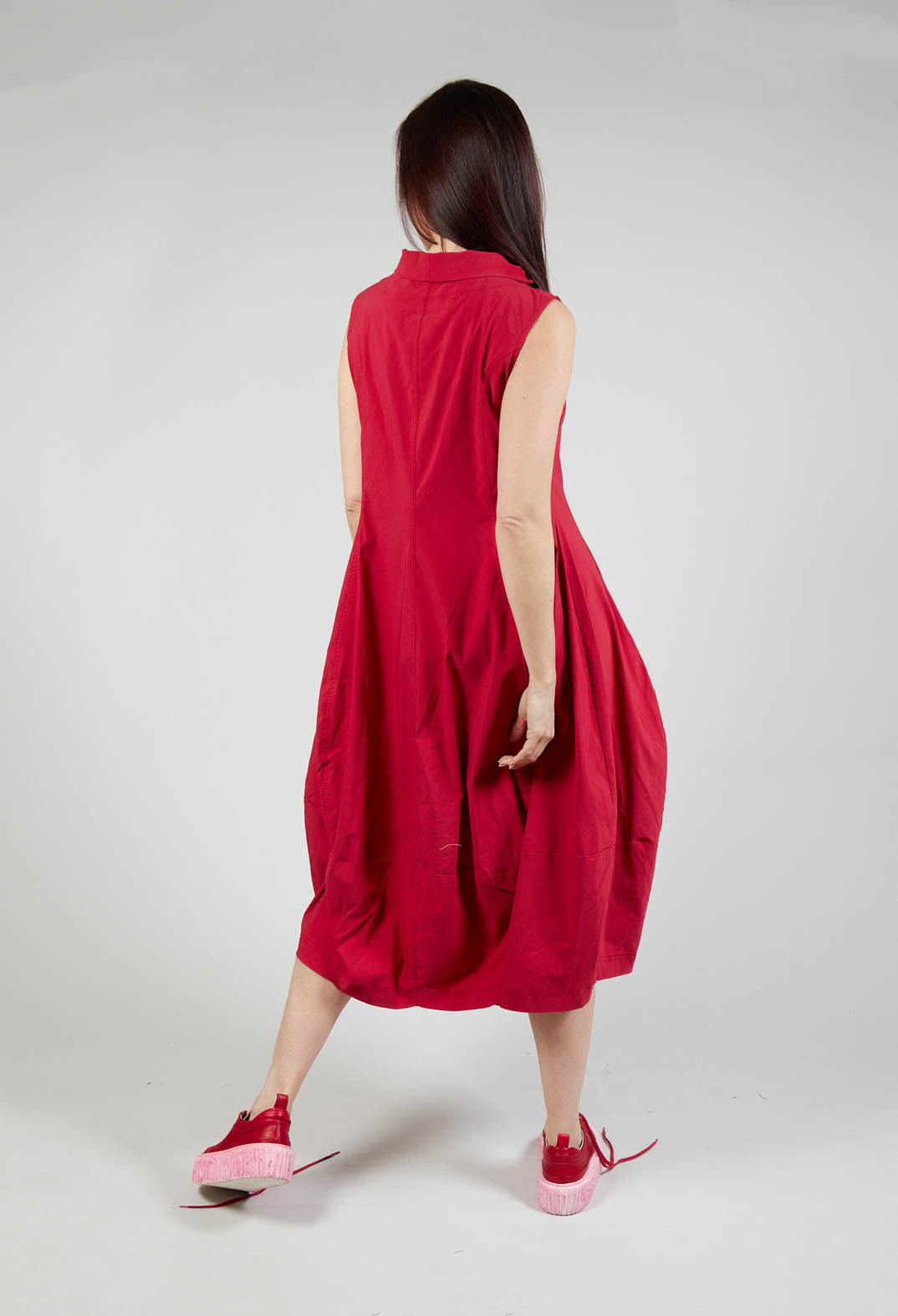 Sleeveless Dress with Feature Neckline in Chili