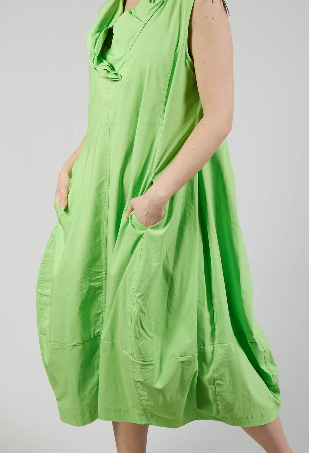 Sleeveless Dress with Feature Neckline in Lime