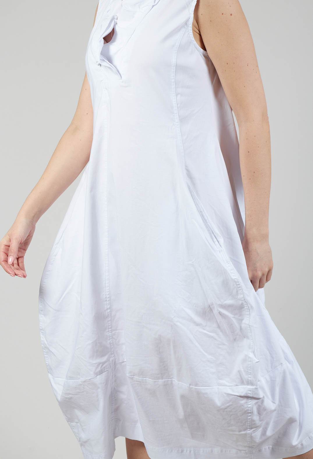 Sleeveless Dress with Feature Neckline in White