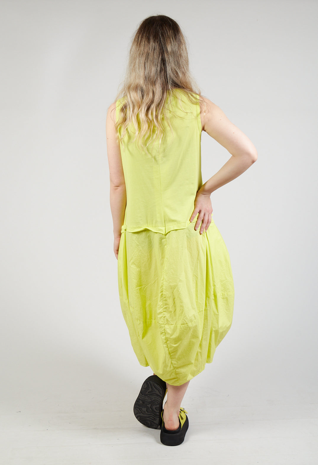 Sleeveless Dress with Lettering Motif in Sun Print